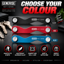 Load image into Gallery viewer, Generise Key Genie Compact Key Holder – Can Hold Up to 8 Keys | Black, Red or Blue