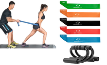 Load image into Gallery viewer, Gym Loop Resistant Bands 5pc Set - Light to X X Heavy With Optional Push Up Stands