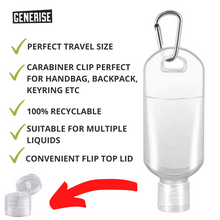 Load image into Gallery viewer, Generise 50ml Empty Bottle and Flip Lid Keyring With Hook