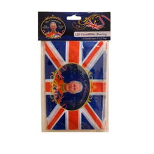 Load image into Gallery viewer, Prince Charles Kings Coronation Union Jack Rayon Bunting 12ft - 8 Flags