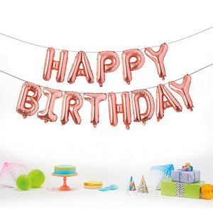 Inflatable Happy Birthday Balloon with String and Straw - 11 Colours