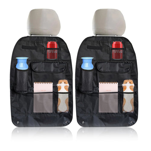 Car Seat Multi Pocket Organiser - Black Nylon, Free UK Delivery