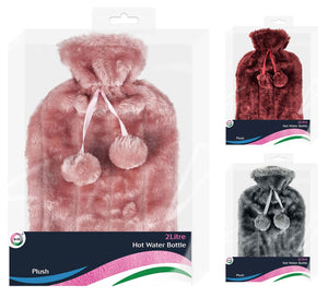 Generise Hot Water Bottles - 2 Litre with Plush Cover
