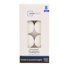 Load image into Gallery viewer, 8 White Unscented Tealight Candles