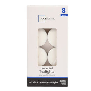 8 White Unscented Tealight Candles