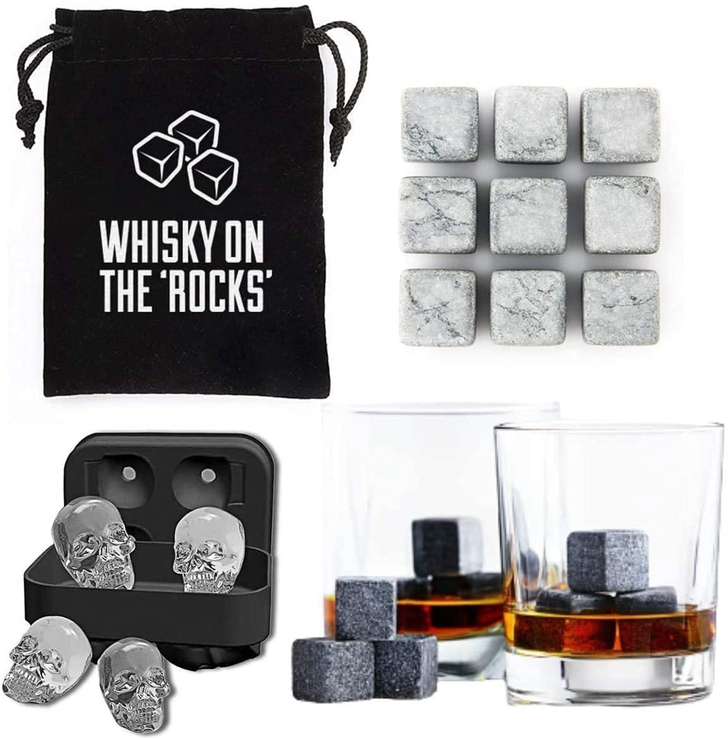 WHISKEY ON THE ROCKS & SKULL ICE MOULD