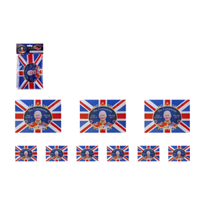 Prince Charles Kings Coronation Union Jack Rayon Bunting 12ft - 8 Flags