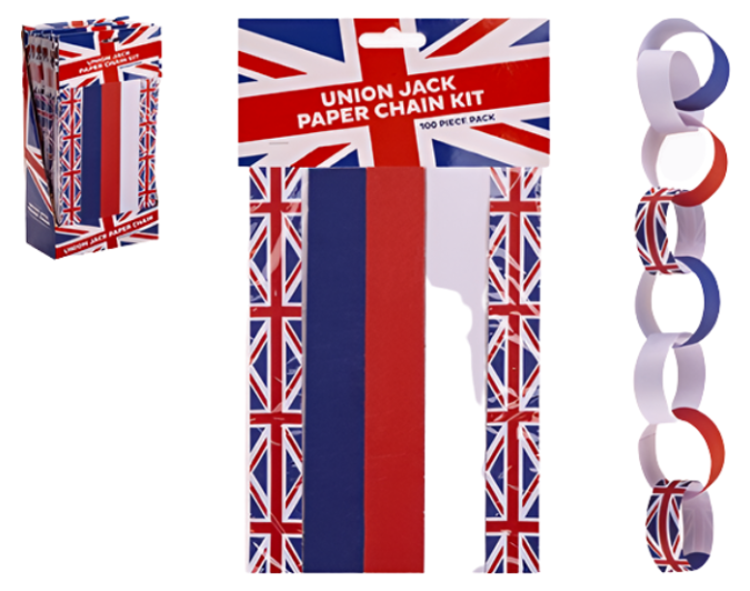 Union Jack Paper Chains - 100 Pack